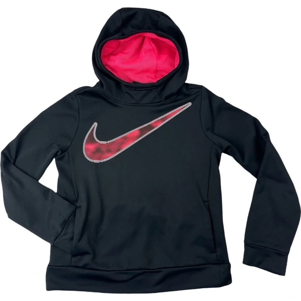✅ Nike Junior Dri fit High neck hordes black pink hoodie sweatshirt size M
